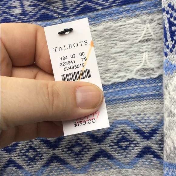 NWT Talbots Gray Blues White Pattern Stripe Cardi - Picture 5 of 7